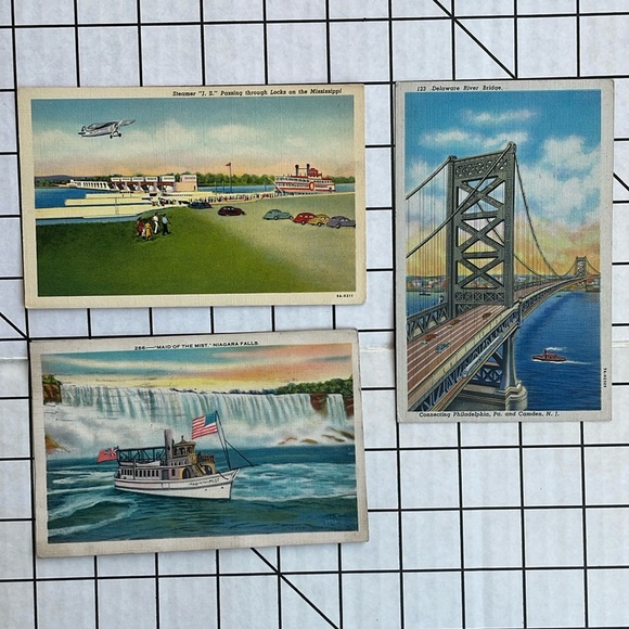 Vintage postcards (3) postmarked 1937, 1945:'Maid of the Mist', J.S. Steamer - Picture 1 of 12